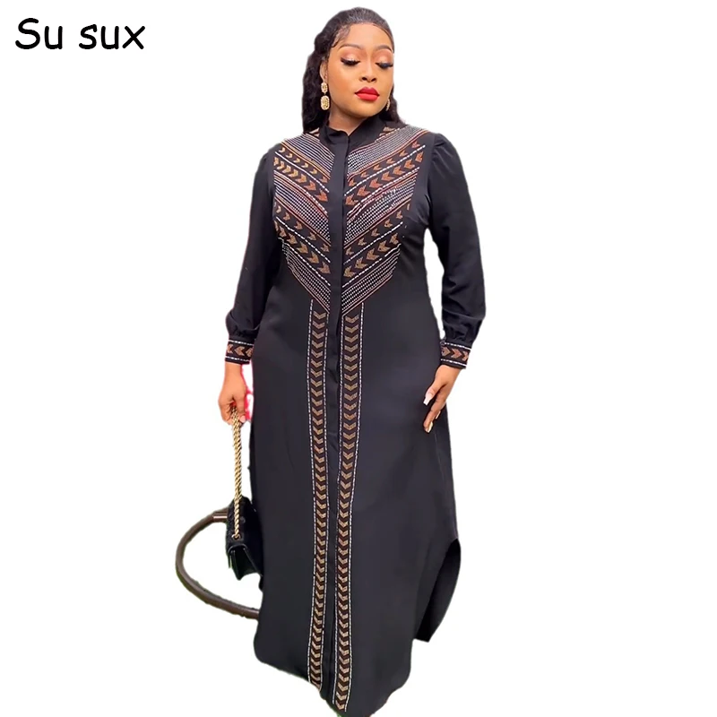 

Sequins Beading Africa Clothing Abayas Dubai Luxury Dress For Women Evening Party African Clothes Robe Africains Femme 2023