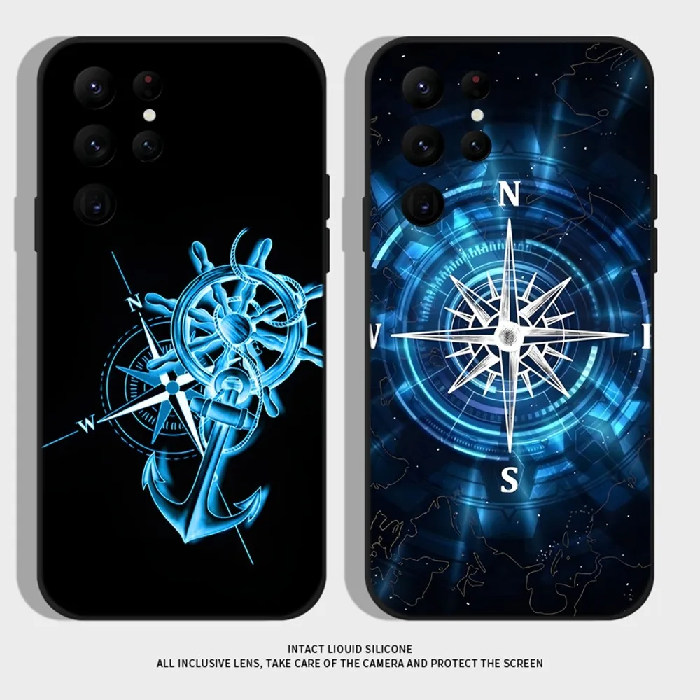 Anchor Compass Nautical Sailor Phone Case For Samsung S25,S24 Ultra,S20,S30 plus,S22 plus,S23,S30 ultra 5G Silicone Cover