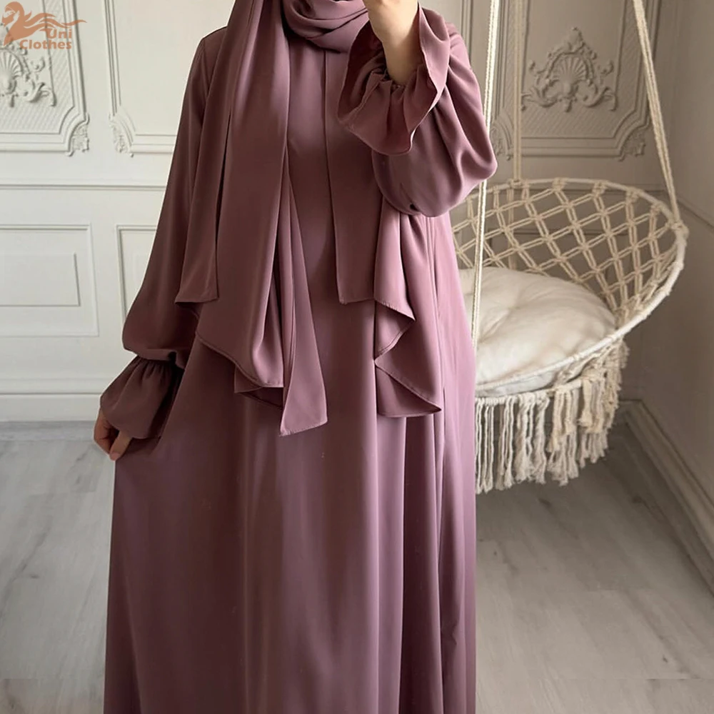 2026 Spring Muslim Modest Dress for Women Eid Arabic Femme Hijab Abaya Dubai 2 Pieces Islamic Long Sleeve Turkey Robe clothing