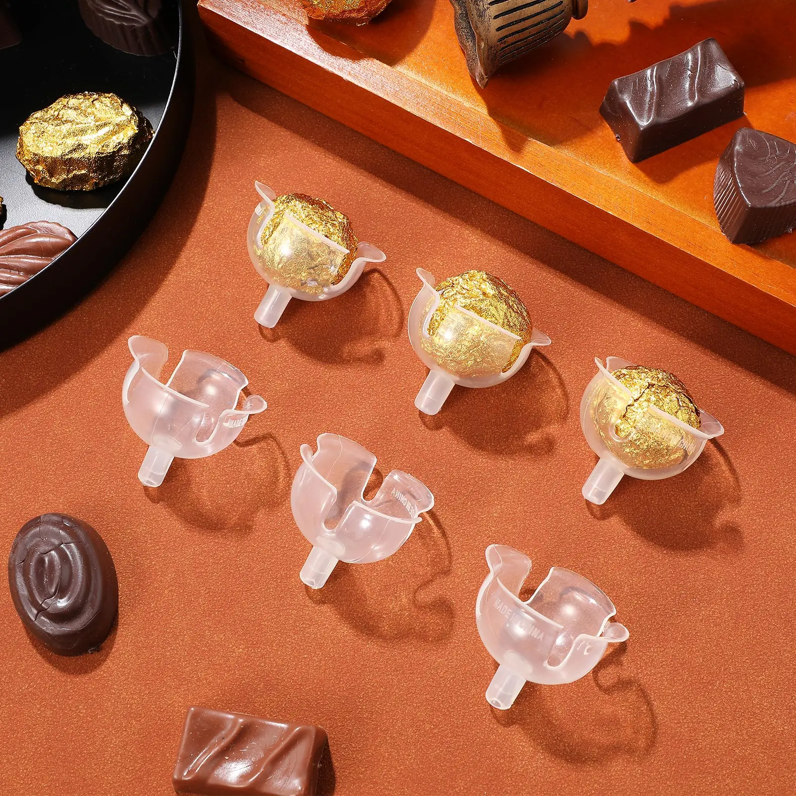 

50 Pcs Chocolate Torus Fixed Base Candy Bouquet Support Cup Round Containers Decorative Tray Practical Size DIY