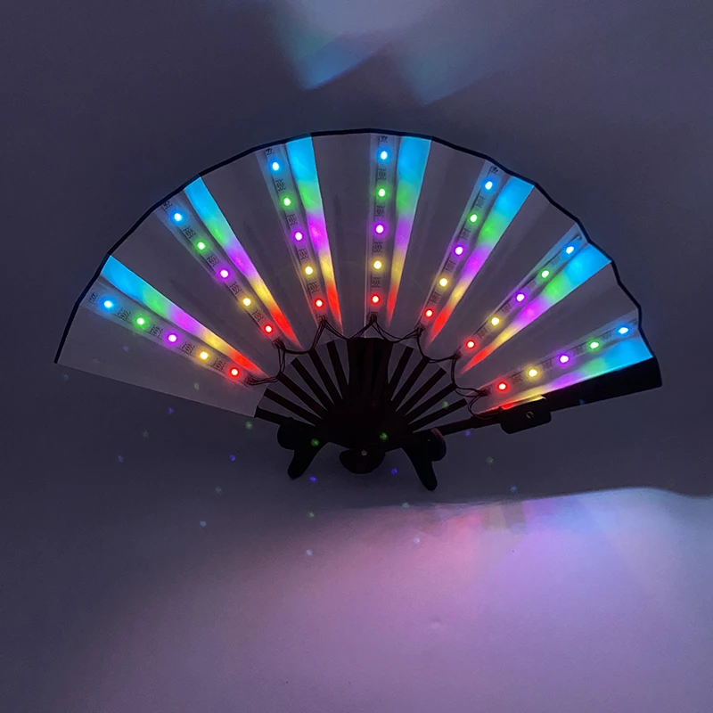 10/13 Zoll Leuchtender Handfaltfächer Hochzeitsgeschenke Fächer mit LED-Lichtern Verschiedene Stile Leuchtende Festival-Fächer Bar-Requisiten – Detail 27