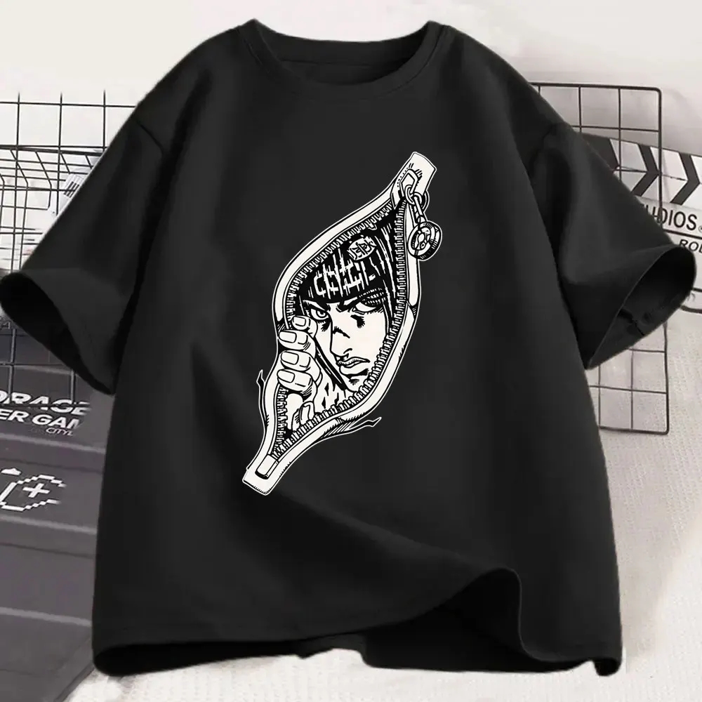 

Funny Anime Jojo Bizarre Adventure Bruno Bucciarati Zip Up Graphic T Shirt Men Women Summer Casual Cotton Short Sleeves T-shirts