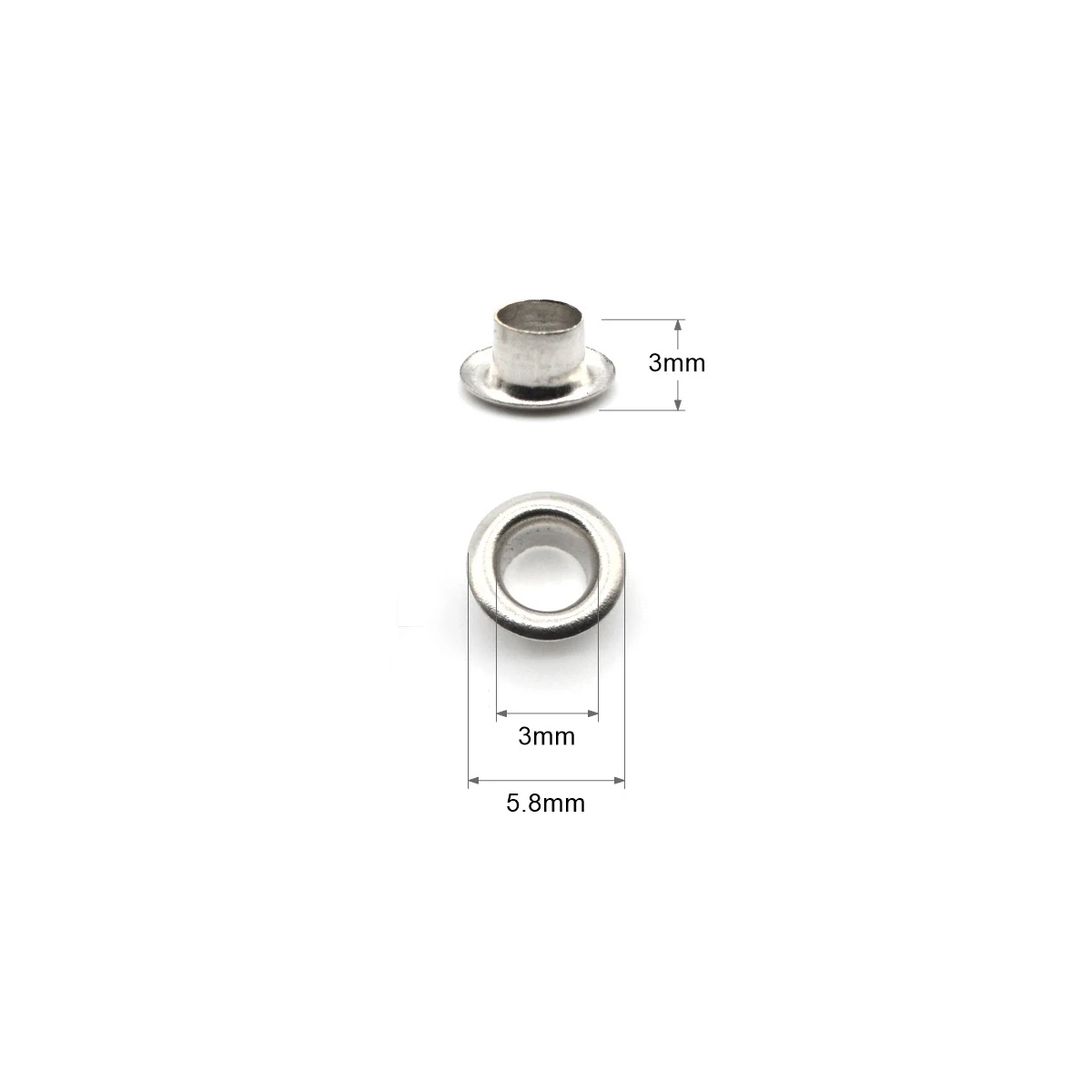 KALASO 200Pcs 3mm Brass Material Silver Color Grommet Eyelet Without Washer Fit Leather Craft Shoes Belt Cap Bag Diy Supplies