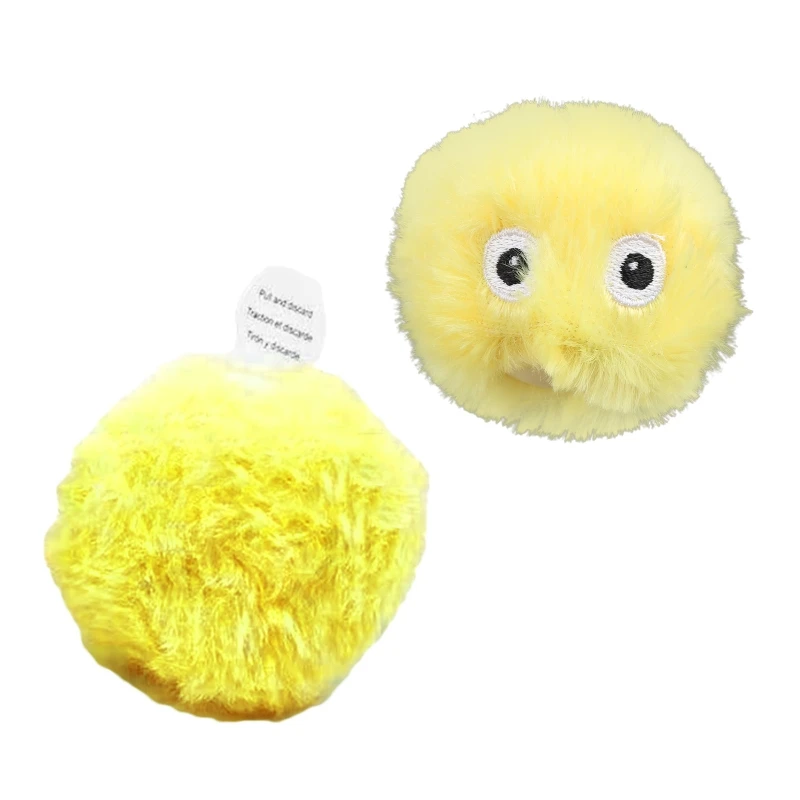 Animal Chirping Sounds Furry Ball for Cat Kitten Toy Pompon Plush Ball Interactive Kicker Resistant Molar