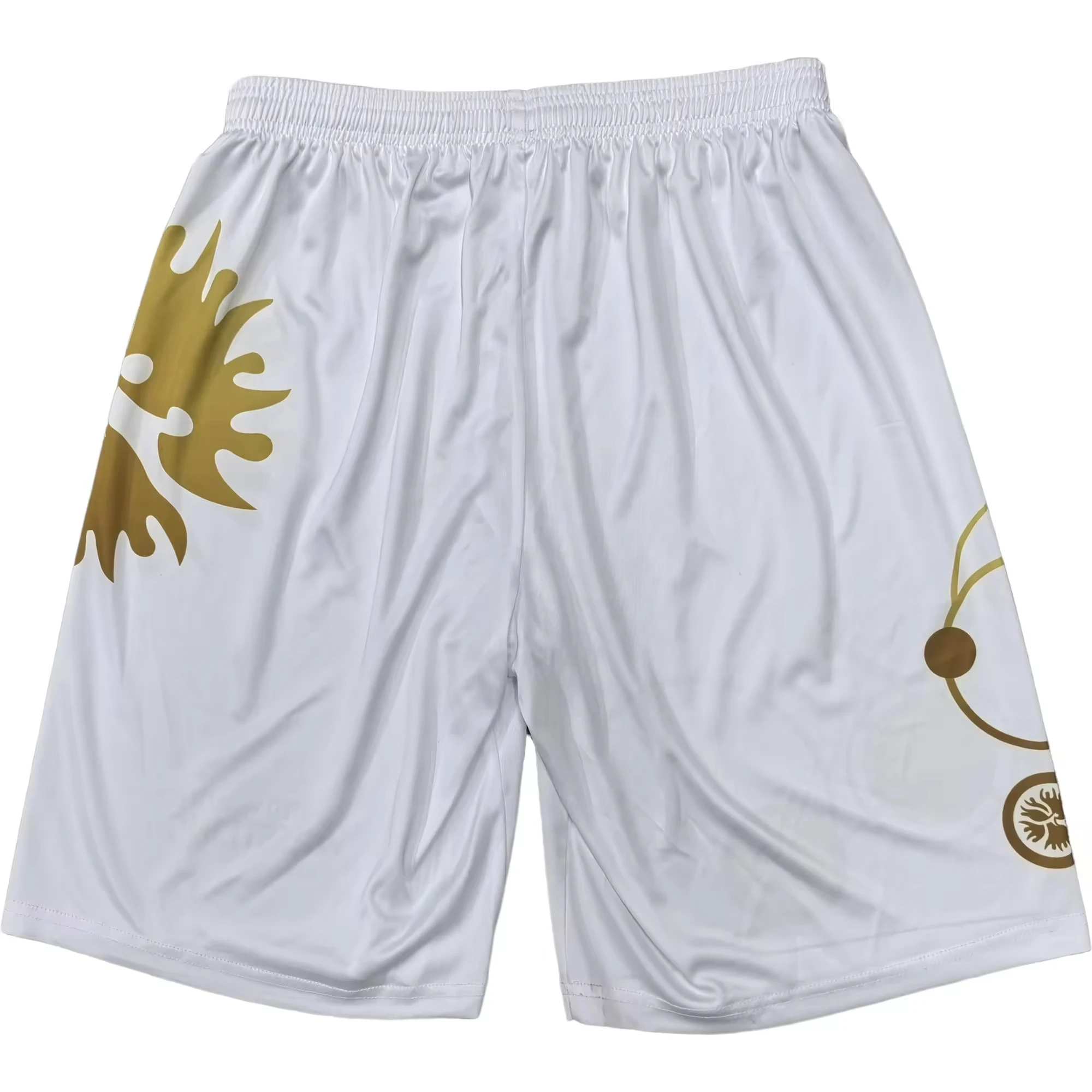 Kinder Schnelltrocknende Atmungsaktive Wrestling-Shorts Weiß-Gold-Druck für Athletiktraining Boxen MMA United World Wrestling – Detail 5