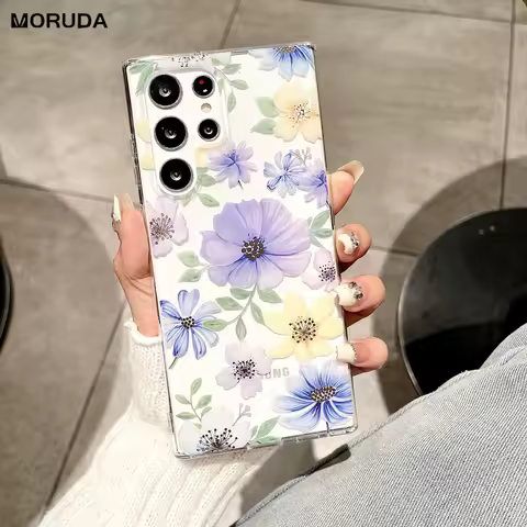 Aurora Flower Colorful Case for Samsung Galaxy S25 Ultra S23 S22 Plus S24 FE A54 A55 A35 A15 A06 A16 Transparent Soft TPU Cover