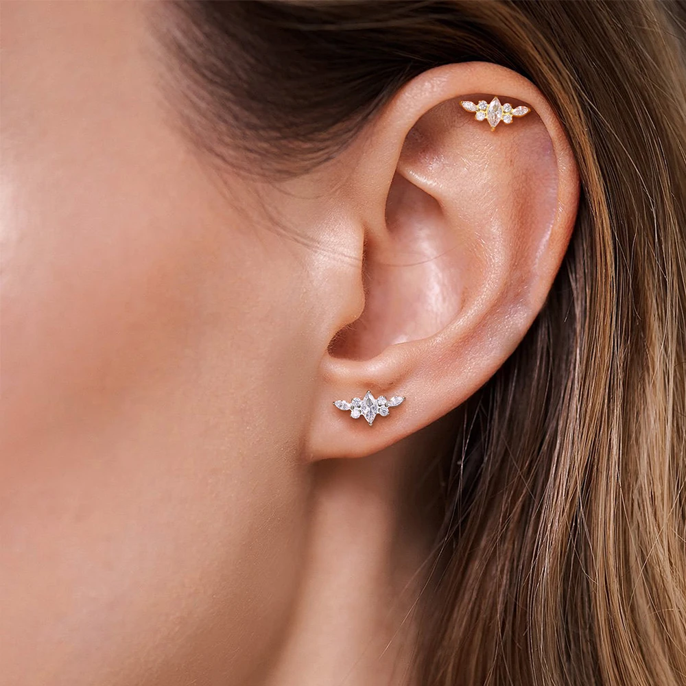 ASTM F136 Titan Muschel-Ohrstecker 16G CZ Flacher Rücken Labret Lippenstecker Helix Knorpel Tragus Ohrläppchen Ohrpiercing Schmuck – Detail 25