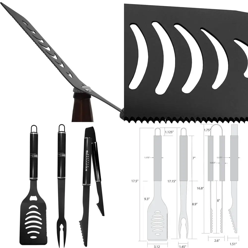 

Seattle Seahawks 3-Piece Black Monochromatic BBQ Tool Set