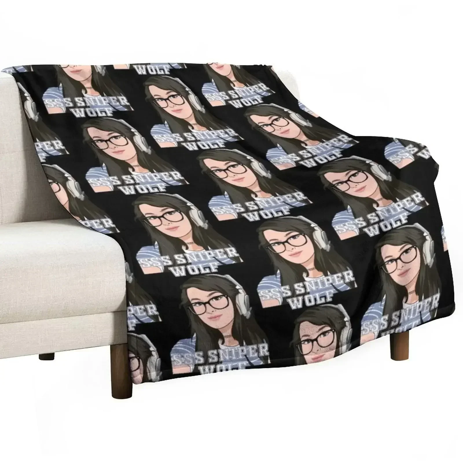 SSS Sniper Wolf Essential Throw Blanket Cute Plaid Flannel Fabric Blankets