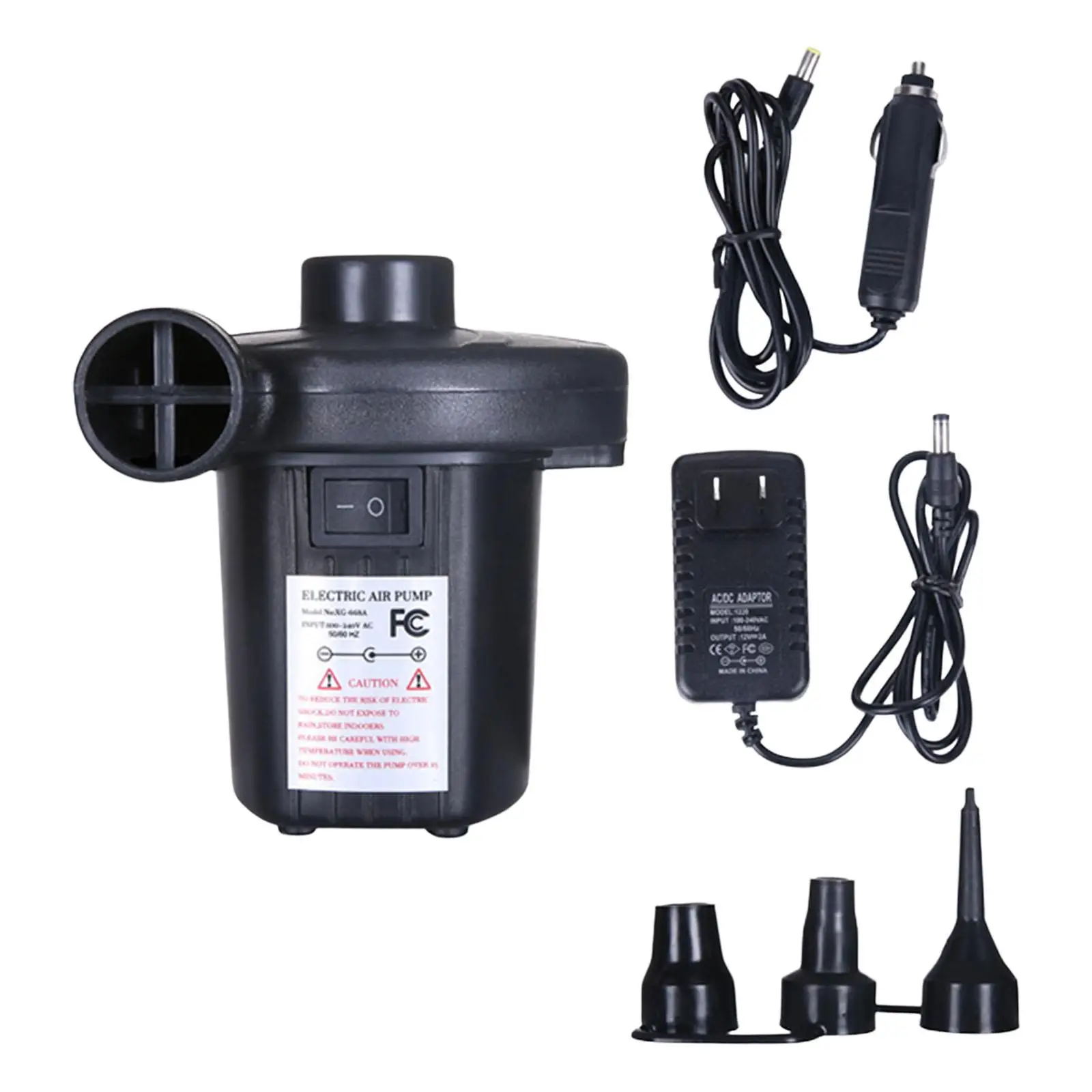 Electric Air Pump Air Mattress Pump with 3 Heads Nozzle for Air Beds Outdoor Camping