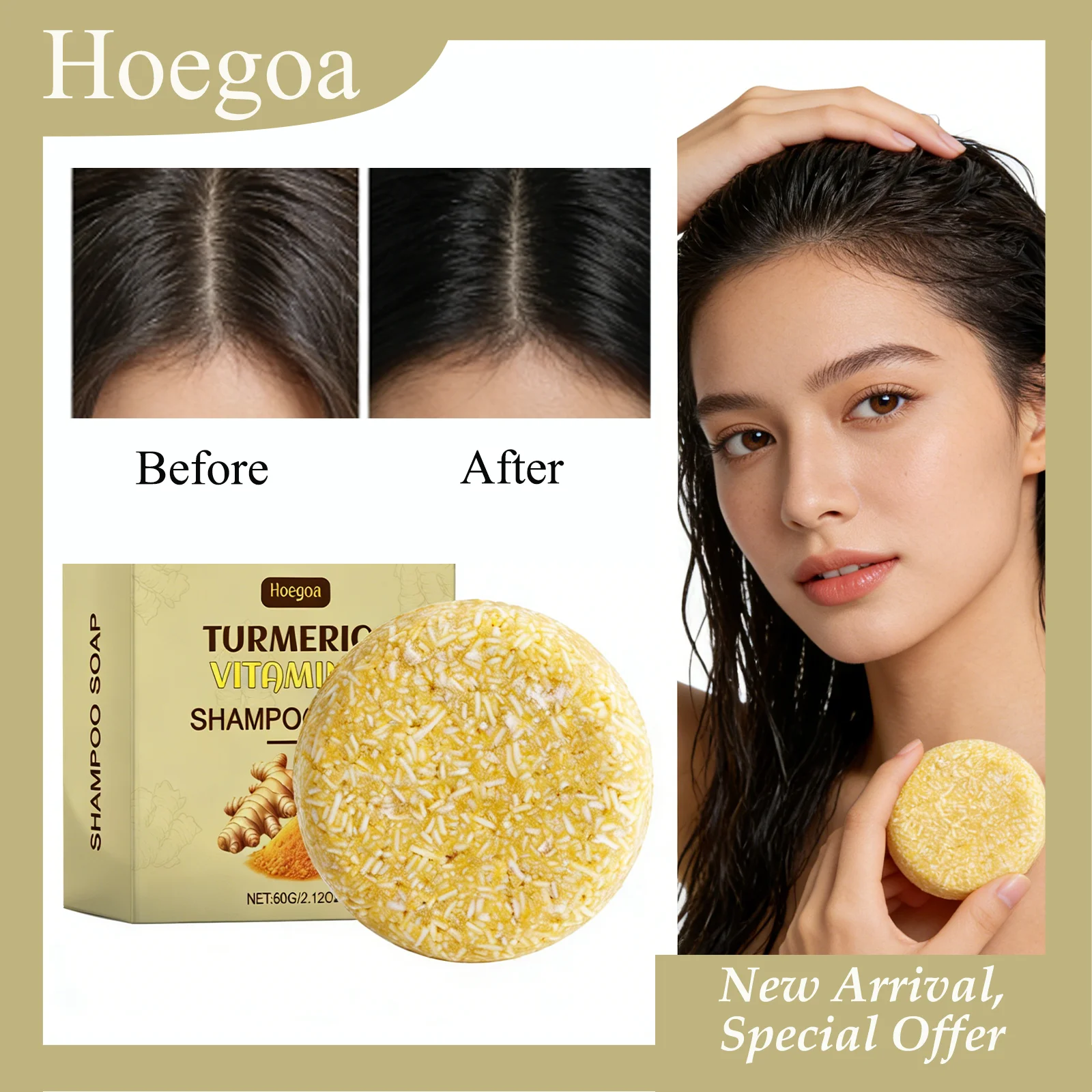 HOEGOA 60G Shampoo Soap Nourishes And Moisturizes Hair Strengthens Hair Roots Promotes Hair Growth Prevents Fall Hair Care Soap