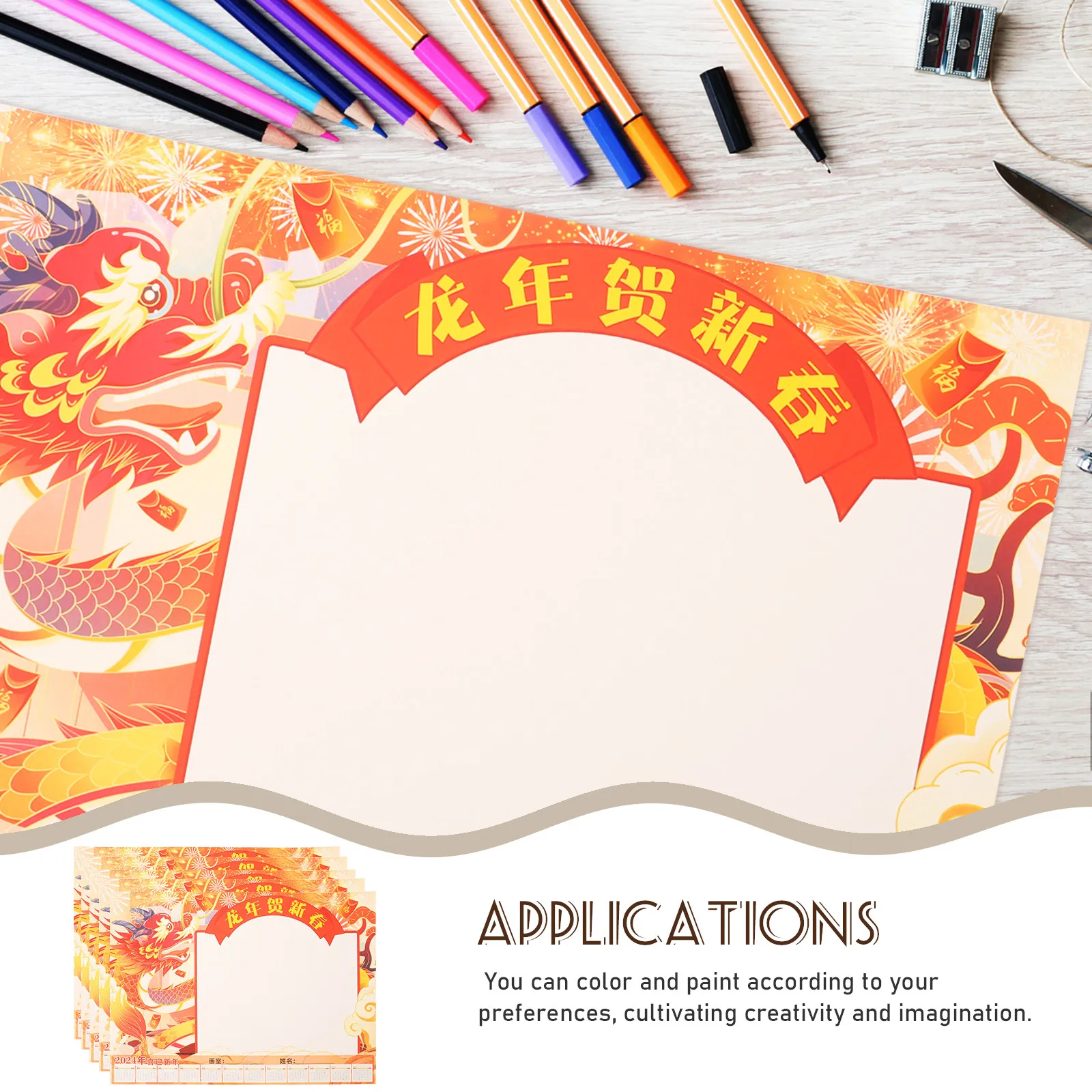25Sheets 2024 DIY Dragon Year Wall Calendar Creative Hanging Memo Artistic Hand Painting Planner Monthly Planner
