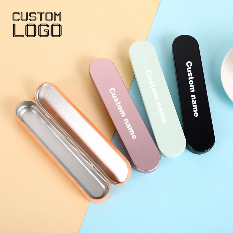 Fashionable Macarone Tinplate Pen Case Personalized Customized Business Advertisement Logo Student Office Stationery Gifts