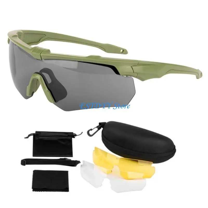 

G6DE Antifogging Protections Airsofts Glasses Set for Shoot Airsofts Glasses with 3 Interchangeables Lens
