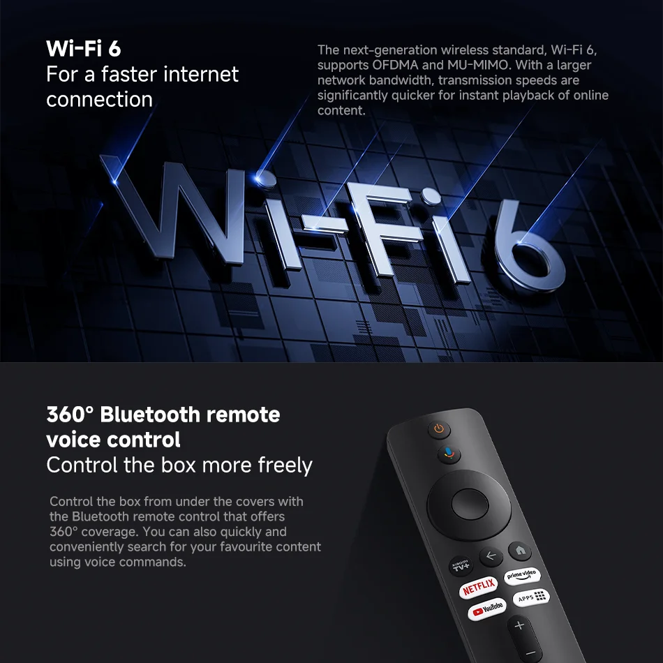 Глобальная версия Xiaomi TV Box S 3-го поколения 4K Ultra HD с Google TV, Google Assistant, Bluetooth 5.2, Wi-Fi 6, 32 ГБ ROM, смарт-медиаплеер