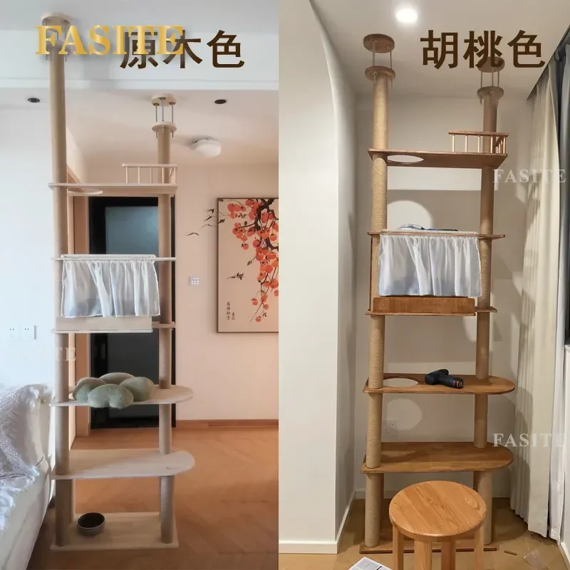 For Cat Climbing Frame Solid Wood Large One-piece Partition Shelf Tongtian Pillar Top-standing Nest Tree Furniture
