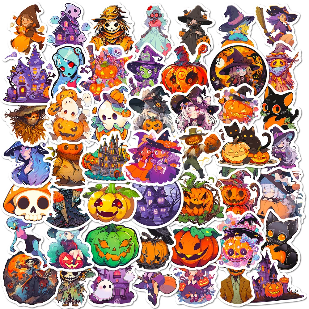 

10/30/50pcs Halloween Stickers Bat Ghost Creative Cartoon Graffiti Decals DIY Graffiti Skateboard Laptop Motorcycle Cool Sticker