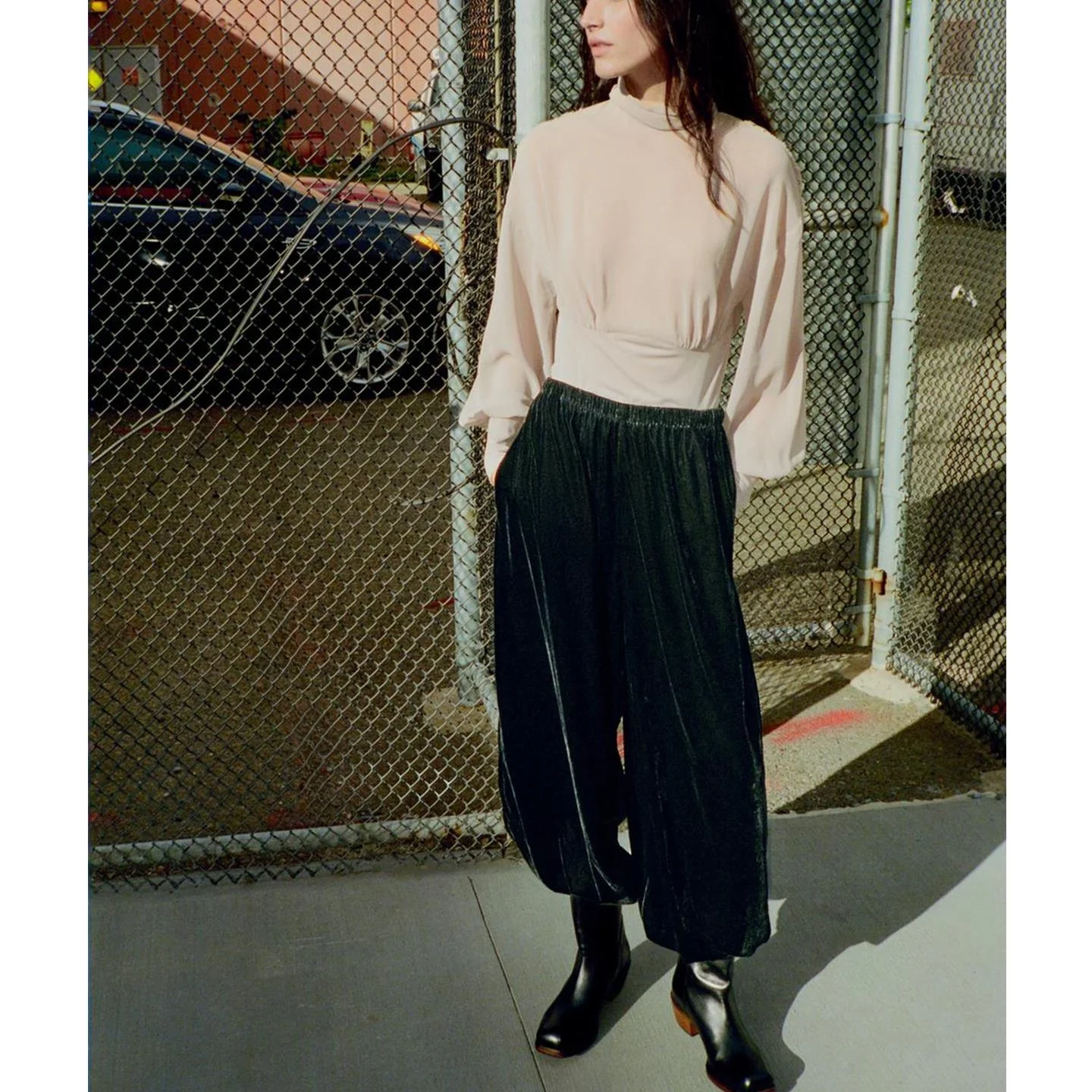 شتاء جديد المرأة بسيطة عالية الياقة فقاعة طويلة Sve جورجيت قطعة واحدة با تصميم البدلة 47725 تخفيف واسعة الساق ort... #2