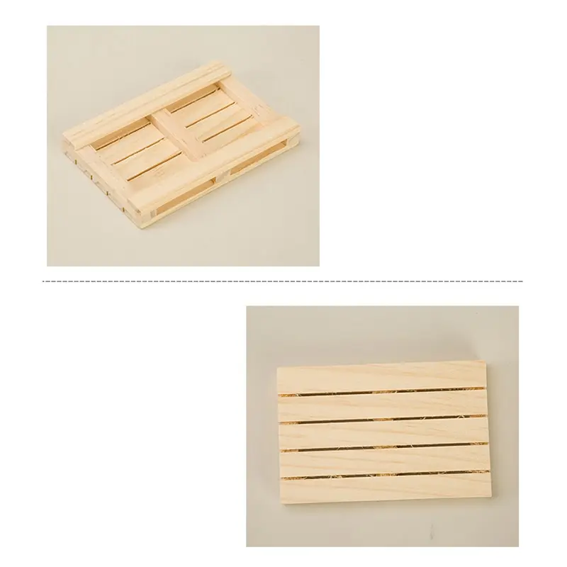 1/12 Dollhouse Mininature Wooden Tray Rectangular Pallet Showcase Mini Furniture Model DIY DollHouse Decor Toy Photo Scene Props