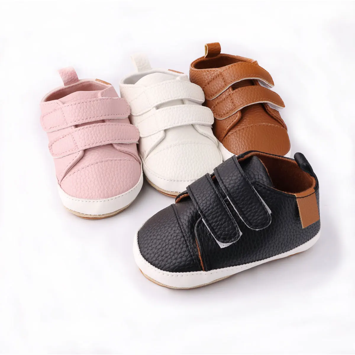 Baby Shoes, Spring and Autumn Baby Shoes 0-1 Year Old Baby Shoes Double Velcro Casual Soft Sole Non-Slip Low Top Toddler Shoes