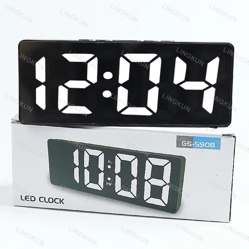 1pc LED Mirror Digital Clock Bedroom Office Travel Electronic Table Clock Desktop Makeup Mirror Alarm Clock Temperature Function