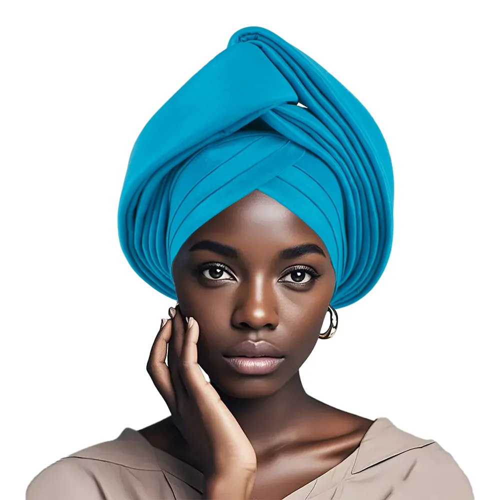 Female Head Wraps Headtie African Autogele Women's Turban Cap Nigeria Wedding Auto Geles Party Headpiece Already Made Head Ties