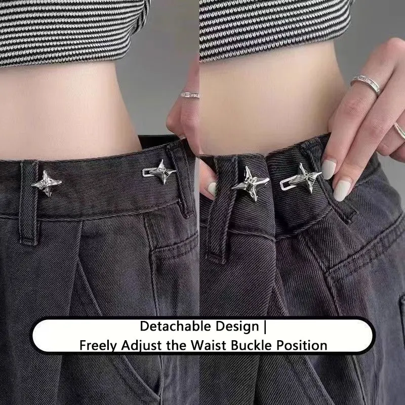 Temperament Four Pointed Star Waist Tightening Tool Fixed Waist Buckle Adjustable Waist Buckle Fashionable Jeans Clothes Parts