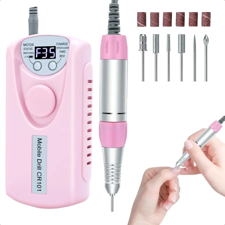 

Profional Nail Drill Electric File: 35000RPM Portable Cordl Nail Drill hine with Bits Rechargeable E File for Acrylic Gel Nails