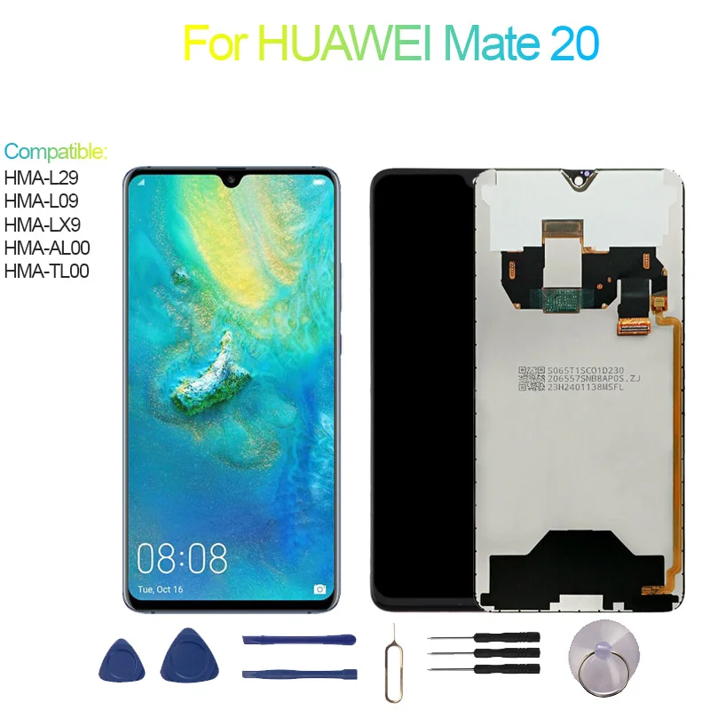 Новый, проверенный дисплей LCD с сенсорной панелью и дигитайзером для HUAWEI Mate 20 (HMA-L29/L09/LX9, HMA-AL00/TL00)
