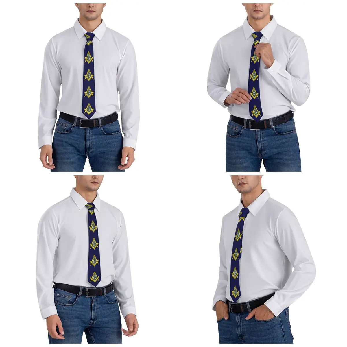 Freimaurer-Krawatte, klassisch, quadratisch und Kompass, Freimaurer-Krawatte für Herren, Seide, Polyester, schmale Krawatten, Hochzeitsanzüge, Krawatte, lässige Gravatas