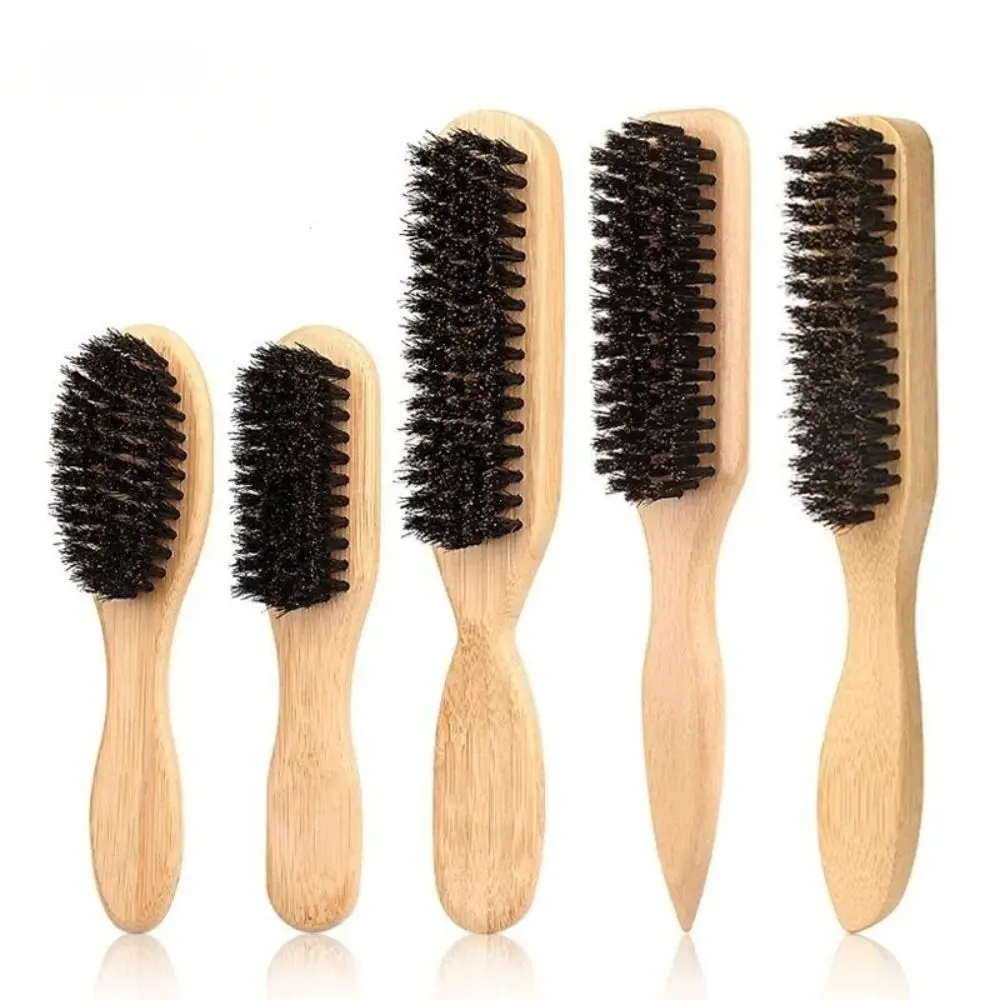 Wood Boar Bristle Hair Brush Smooth Finish Teasing Function Slick Back Hair Brush Flyaways Control Backcombing Design