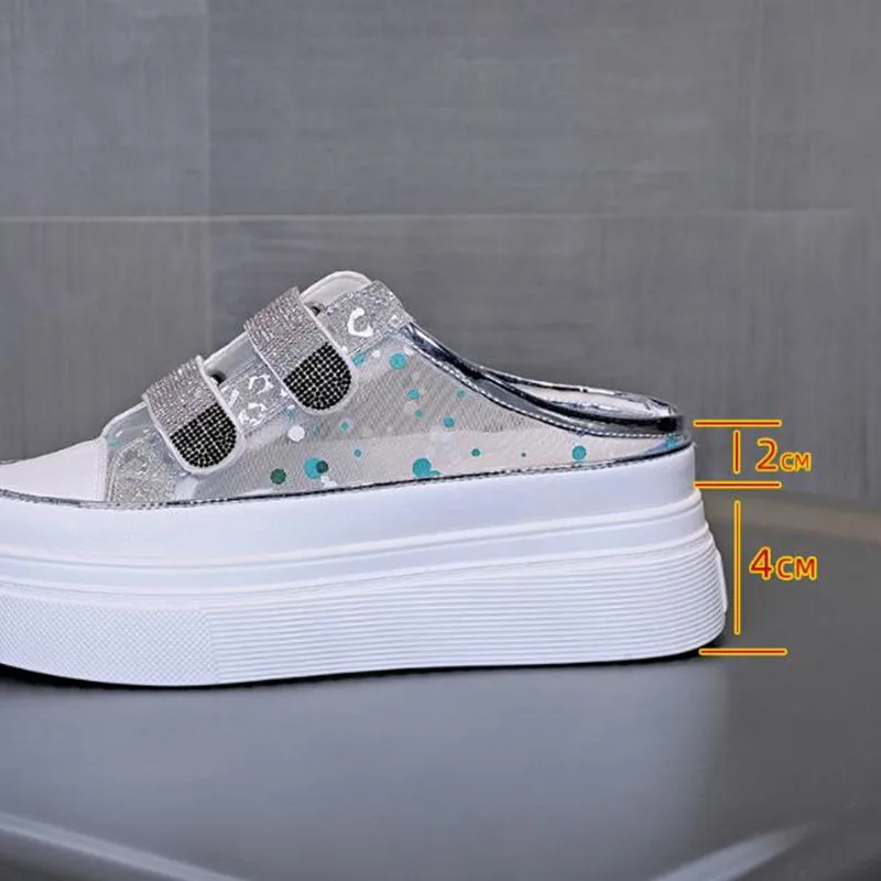 أحذية عالية الجودة نصف النعال الصيف سميكة سوليد تو قبعة الصنادل النعال العصرية للنساء ملابس خارجية الانزلاق على أحذية رياضية