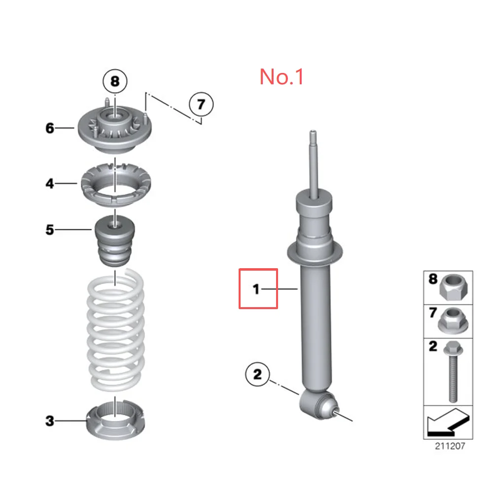 1x Rear Left/Right Air Shock Absorber Core For 2011-2013 BMW 528i 535i 550i F10 33526784015 33526784019 33526784023 33526789379