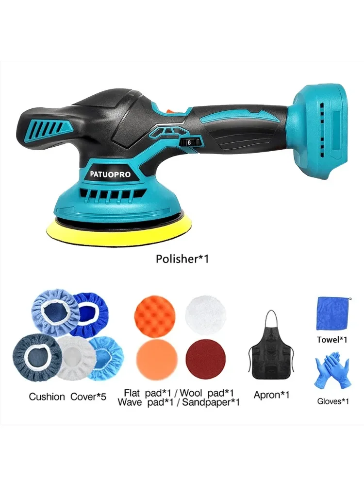5000 giri / min da 150 mm Pollessutrice cordless 6Gears Strumento rotante rotativo per macchine per lucidatura per auto ricaricabile per batteria Makita 18V (NOBATERY)