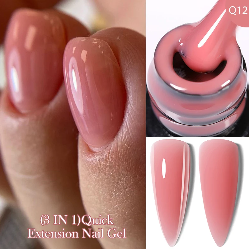 LILYCUTE 7ML Bright Pink Quick Extension Gel Nail Polish French Finger Manicure Prolong Enhanced Thickness Sturcture Hard UV Gel