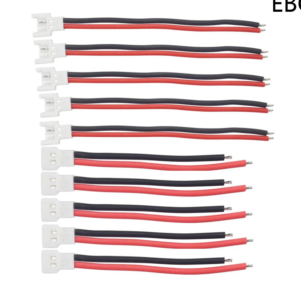 5 pairs * EBOYU XH 2.54 mm 2Pins 22AWG Male and Female Connector with 62-83mm Red Black Wire Cable for RC Drone Boat Car Toys