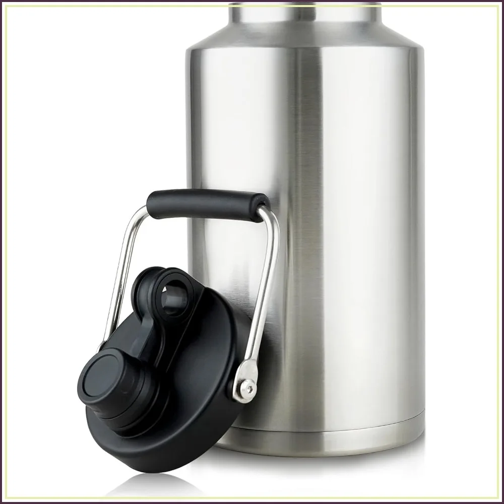 

1 Gallon Water Bottle Insulated Stainless Steel Keeps Ice 48Hr, Large Water Gallon Jug Wide Mouth Leakproof Vacuum for Gym, Camping, & Construction