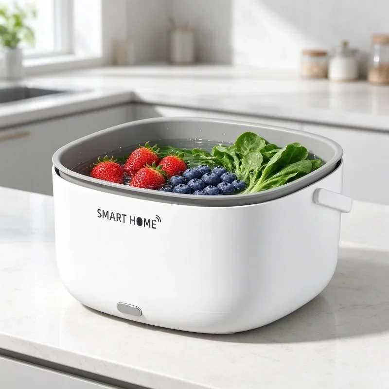 Vegetable Washing Machine Household Food Remove Pesticide Residues Dirt Cleaning Purifier Basket Wireless Vegetable Disinfection
