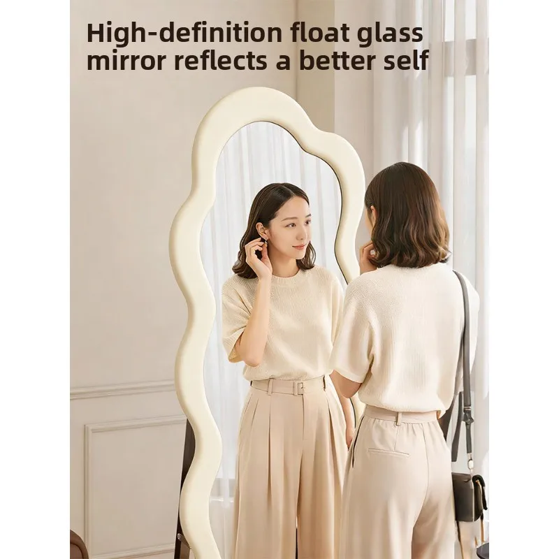 Cream wind creative full body mirror floor mirror household girls bedroom special-shaped full-length mirror light luxury