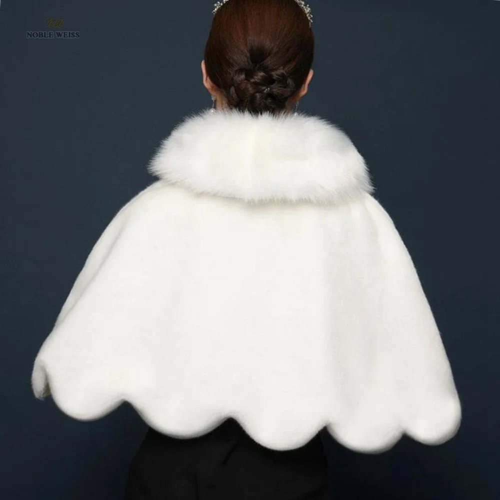 Faux Fur Party Shawl Winter Warm Bridal Jacket  Loose Wedding Coat Serrated edge Wedding Bridal Wrap Party Cape