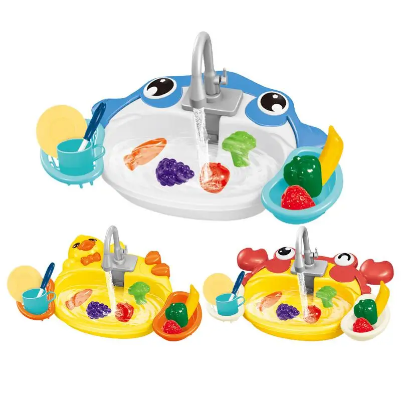 

Electric Dishwasher Toy Automatic Water Cycle System Play Sink Toy Kitchen Sink With Play Food And Kitchen Utensils For Fishing