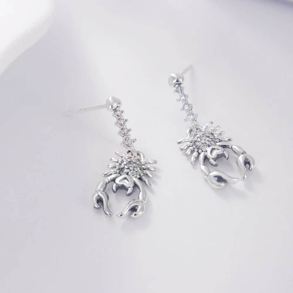 New 925 Sterling Silver Scorpion Stud Earrings Hypoallergenic Earrings Zodiac & Gothic Jewelry Scorpion Gift For Women