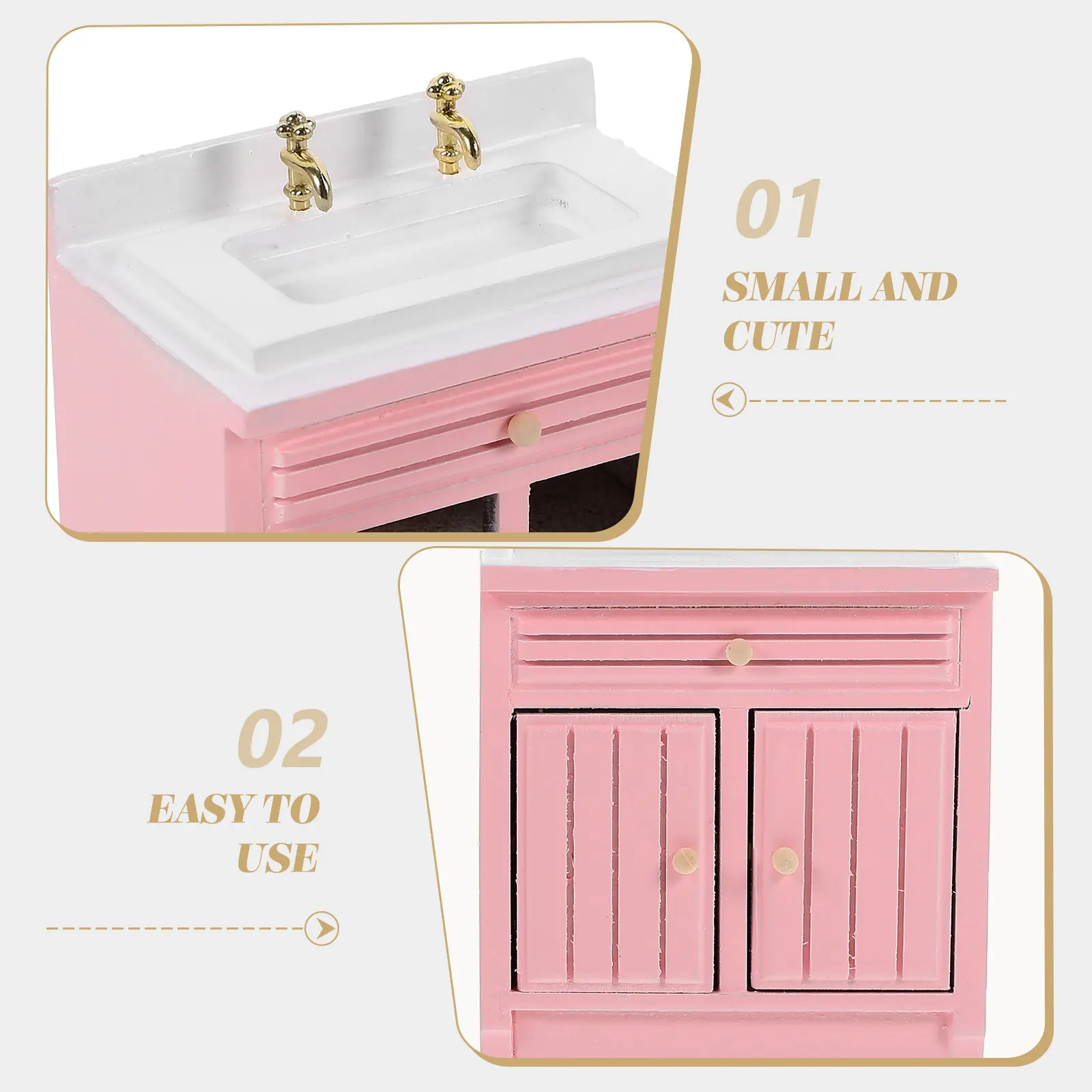 

1Set Mini Wash Basin Sink and Cooking Stove Durable Material Miniature Furniture for Mini House Decoration Photography