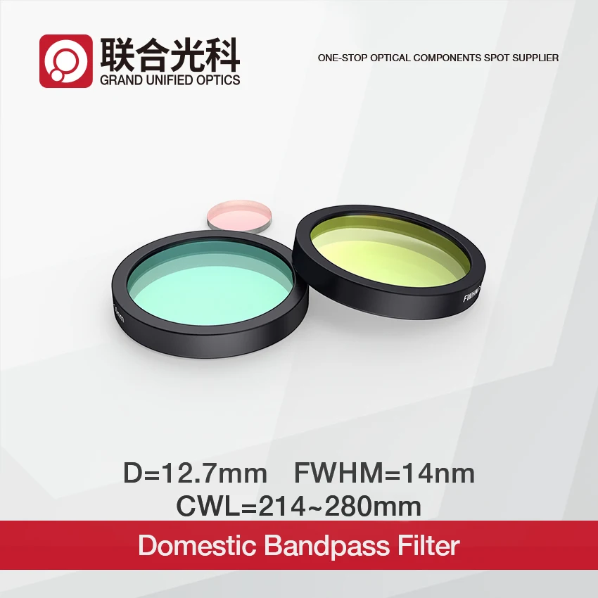 

Dia 12.7mm FWHM 14nm CWL 214nm 220nm 254nm 275nm 280nm Optical Bandpass Filters
