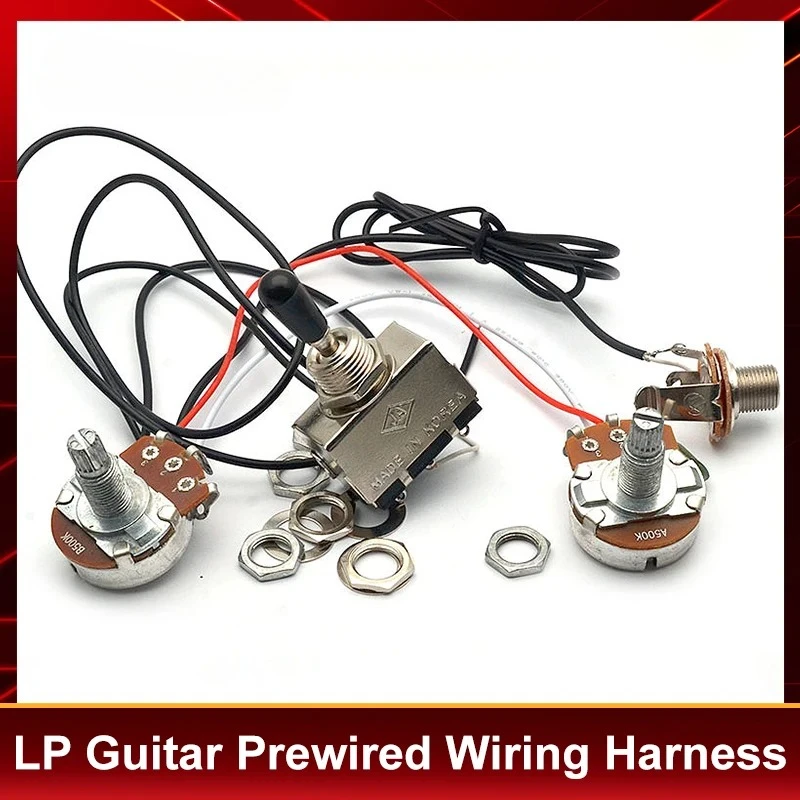 

Комплект электропроводки для электрогитары L/P, предварительно смонтированный, с двумя звукоснимателями, 500K Big Pots, 3-позиционный переключатель для электрогитары LP