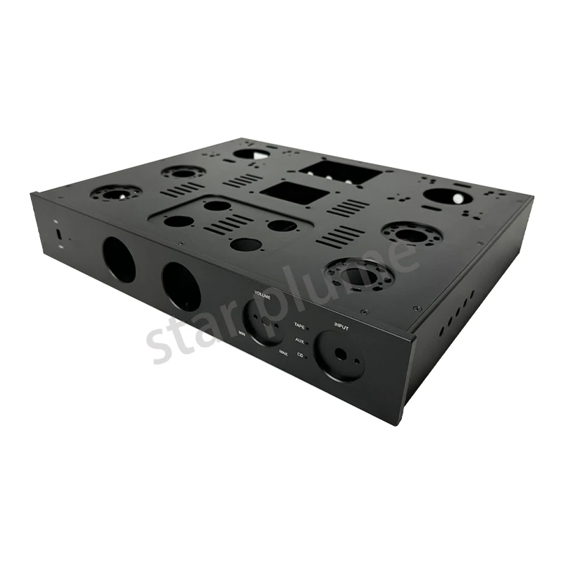 Caja amplificadora de potencia de aleación de aluminio, carcasa de tubo de vacío, chasis Push-Pull, 415x330x70mm