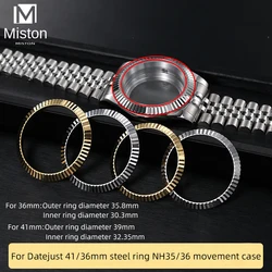 316L steel for Rolex Datejust 41 diameter 36mm bezel steel teeth steel ring NH35 36 movement set watch case strap accessories