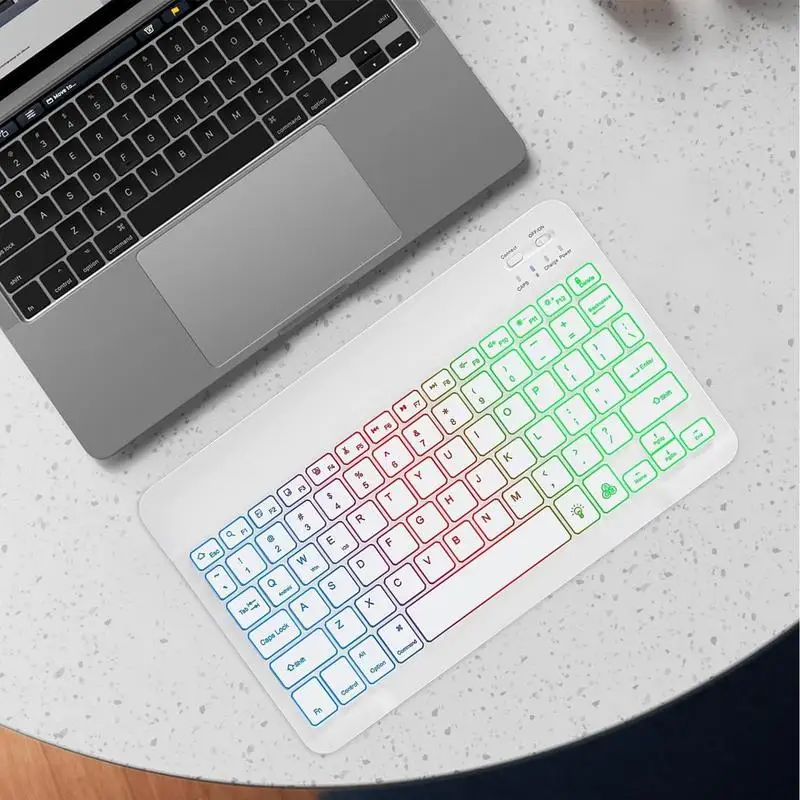 10 inch Tablet Keyboard Portable Wireless Keyboard Ultra-Slim Colorful Multi-Device Keyboard for PC Tablet Computer Cell Phone
