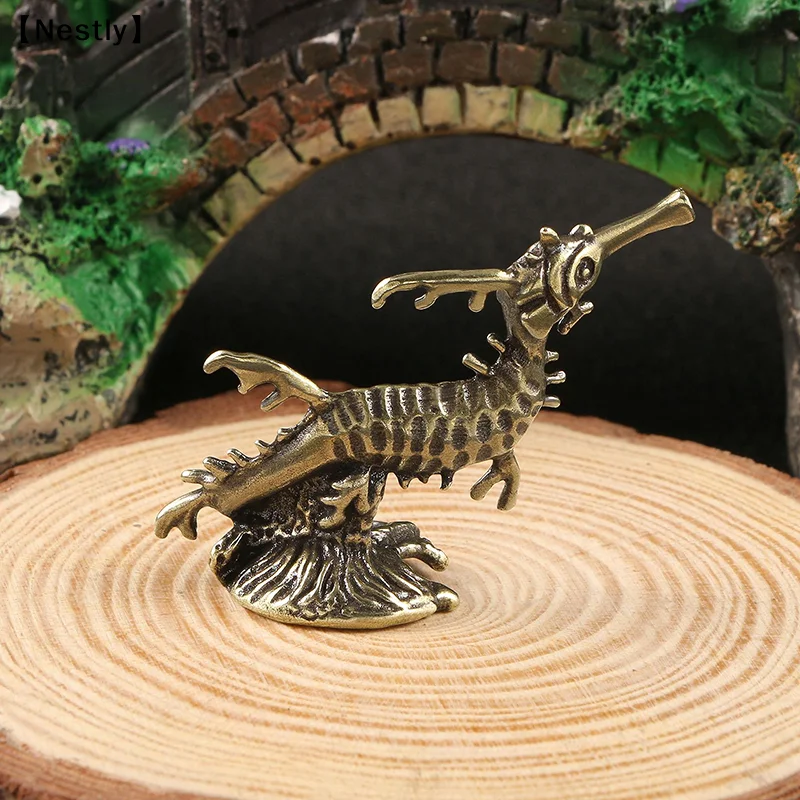 Brass Sea Horse Metal Statue Tabletop Decorated With Retro Deep-sea Animal Statue Crafts〔Nest〕