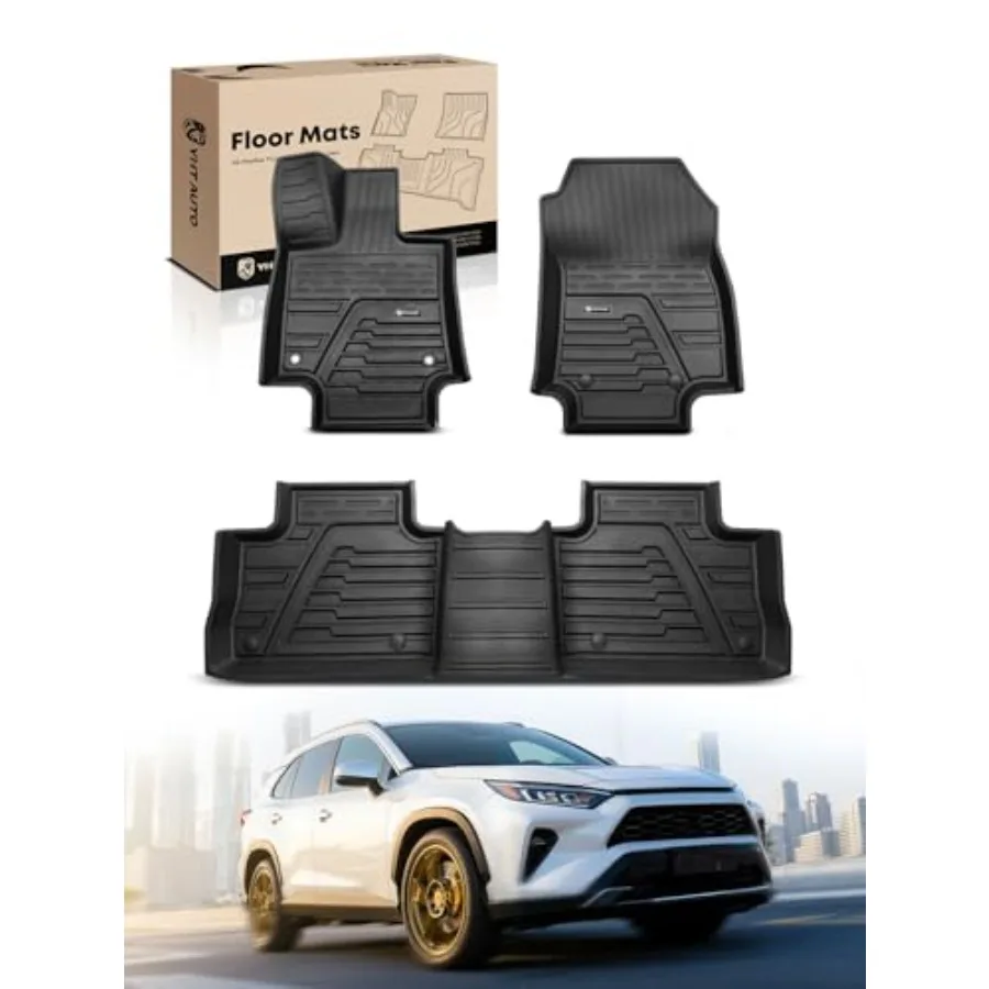 

Automotive Floor Mats Compatible with Toyota RAV4 2019-2025 Include Hybrid TPE Floor Liners All-Weather Protection Custom Fit 1